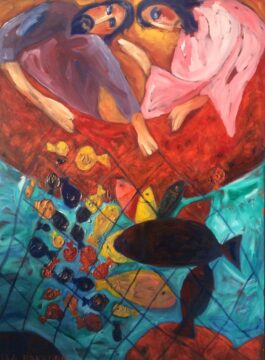 Jesus and Pater fishing by Olga Bakhtina