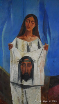 Veronica wipes the face of Jesus From “Stations of the Cross VI” by Vicente Manansala